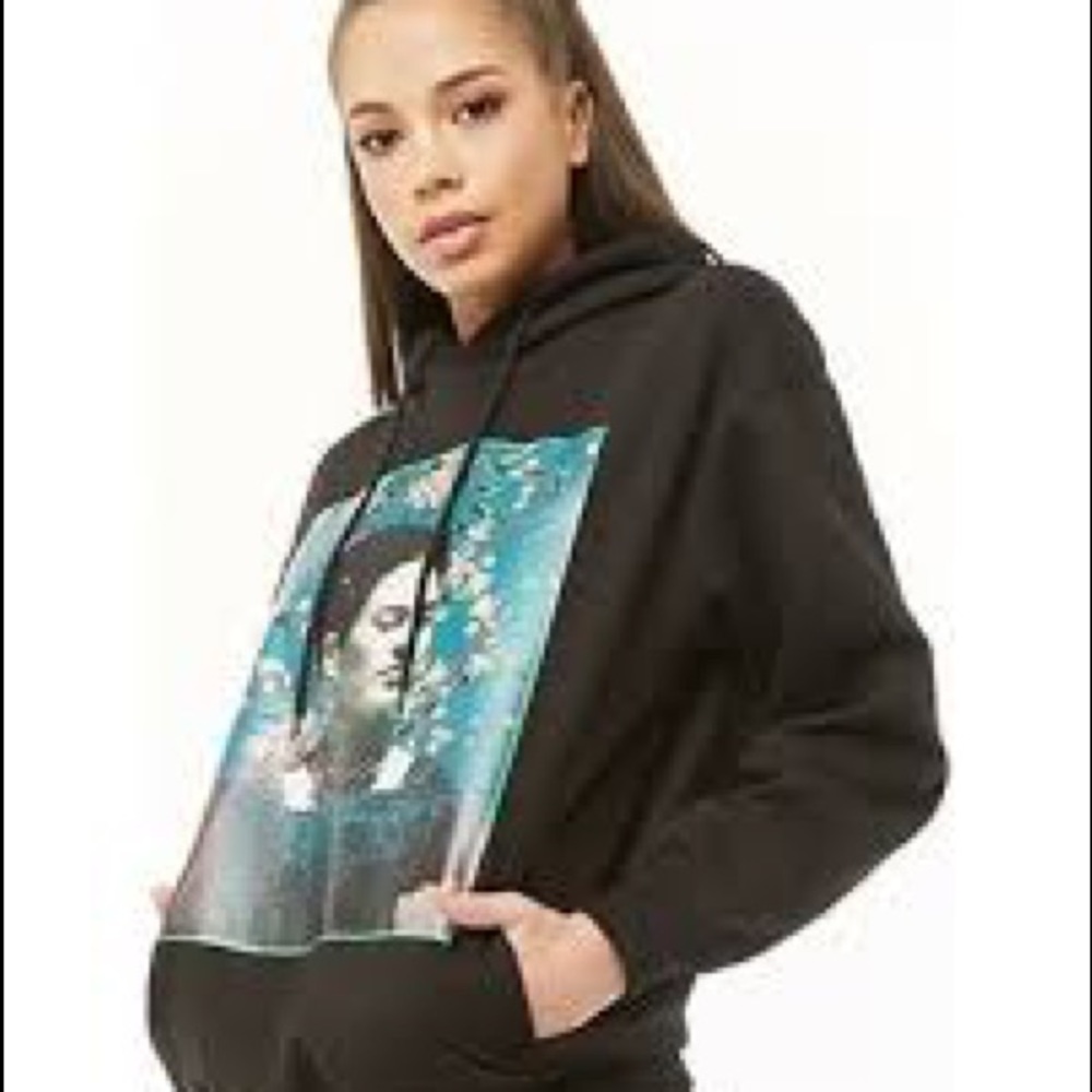 SOLD Frida Kahlo Rose Embroidered Hoodie